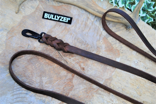 Lederleine Spezial geflochten 16mm x 3m mit Schlaufe braun